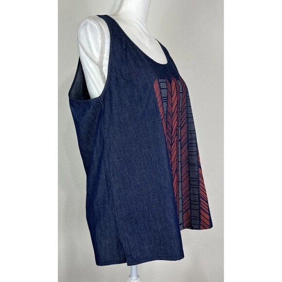 Make It Good Aztec Boho Print Navy Sleeveless Top/Tank Size Large - Picture 2 of 10